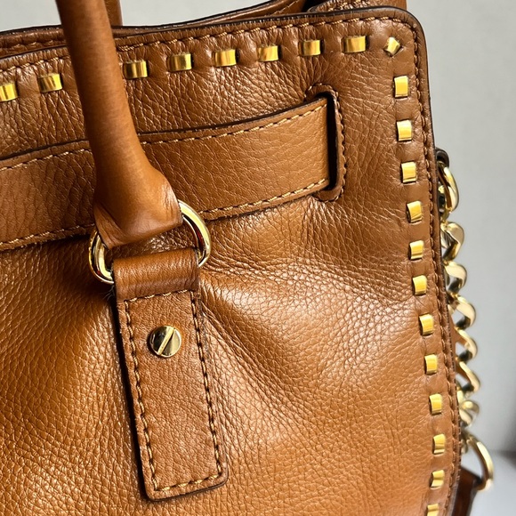 Michael Michael Kors Hamilton classic cognac Pebble Leather satchel Shoulder - Picture 10 of 14
